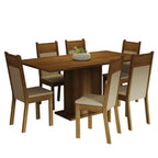 Juego de Comedor Mesa Tablero de Madera 6 Sillas Marrón/Crema/Beige Augusta Madesa