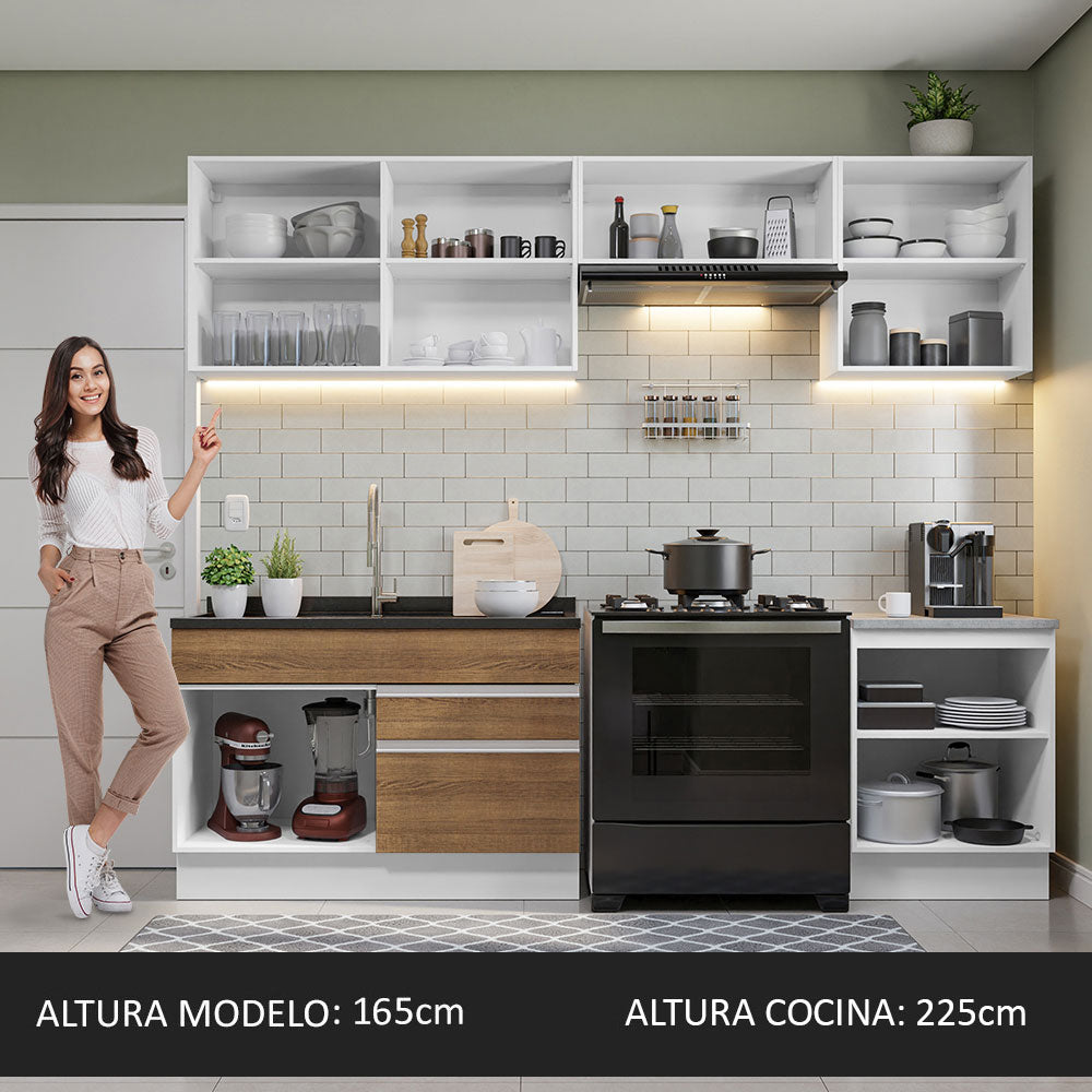 Cocina Integral 260cm Blanco/Marrón Glamy Madesa 04