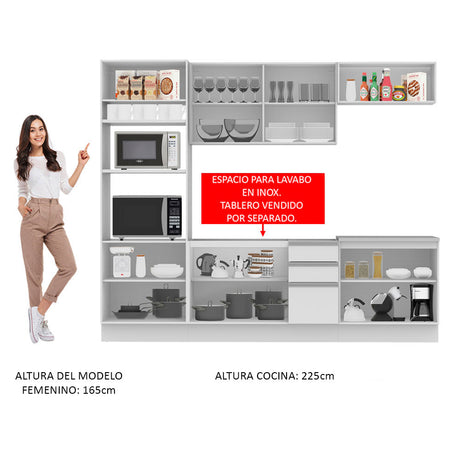 Cocina Integral 270cm Blanco Glamy Madesa 03