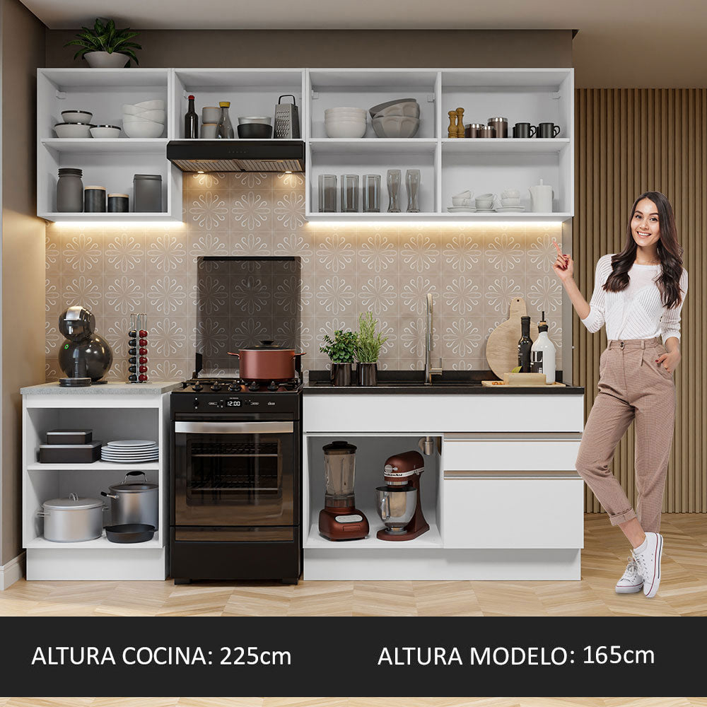 Cocina Integral 240cm Blanco Glamy Madesa 08