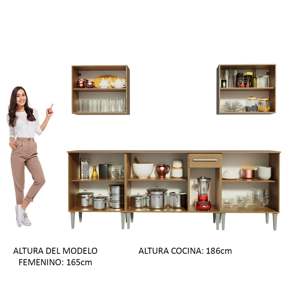 Cocina Integral 233cm Marrón Emilly King Madesa 01