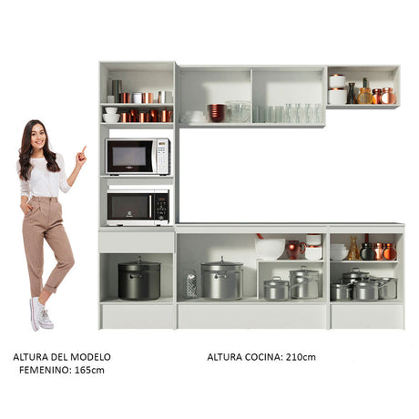 Mueble de Cocina Integral 240cm Blanco Topazio Madesa