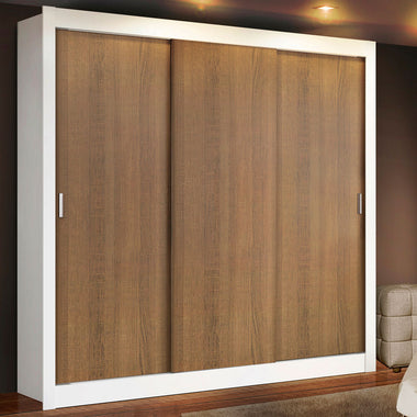 Ropero Doble Madesa Monaco 3 Puertas Corredizas - Blanco/Marron