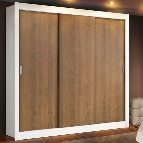 Ropero Doble Madesa Monaco 3 Puertas Corredizas - Blanco/Marron