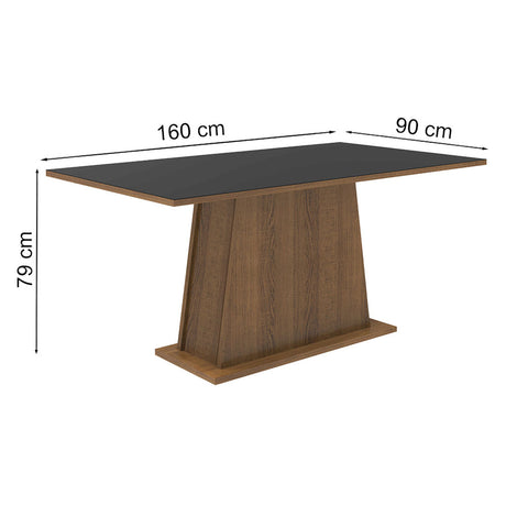 Mesa de Comedor Madesa Rectangular Tablero de Madera 5364 Marrón/Negro