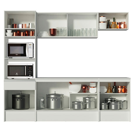 Mueble de Cocina Integral 240cm Blanco Topazio Madesa