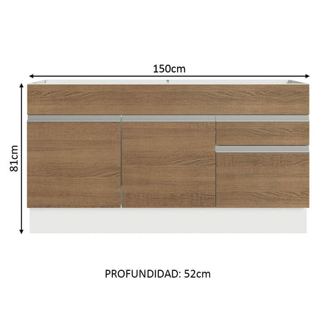 Mostrador Madesa Glamy 150 cm (Sin Encimera y Fregadero)