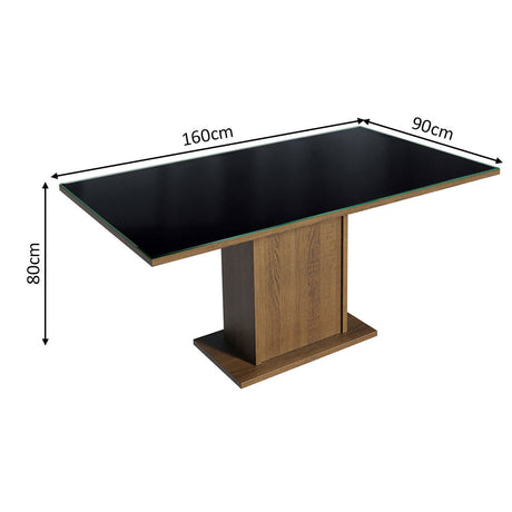 Mesa de Comedor Rectangular Tablero de Vidrio Marrón/Negro 5275 Madesa