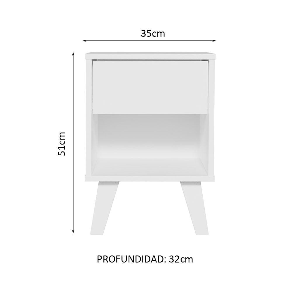 Kit con 2 Mesillas 1 Cajón 3235 Blanco Madesa