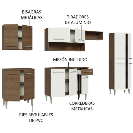 Cocina Integral 293cm Marrón/Blanco Emilly Madesa 01