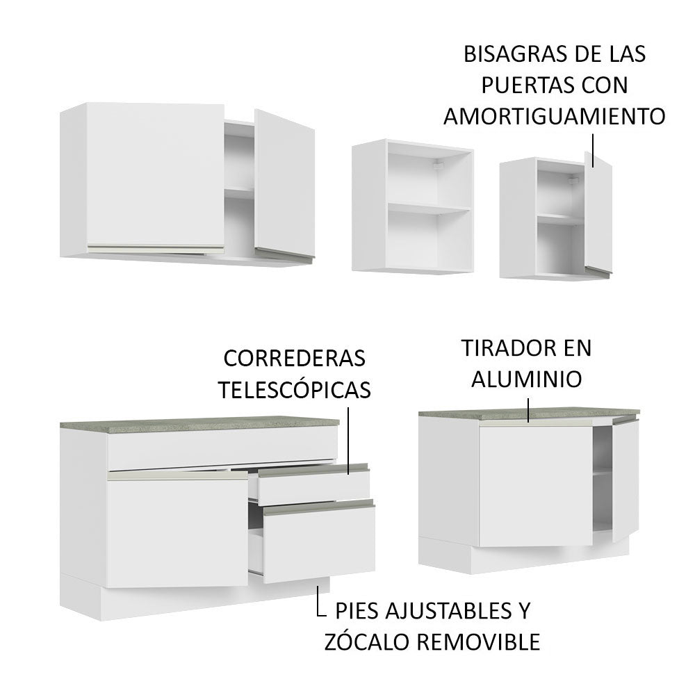 Cocina Integral 240cm Blanco Glamy Madesa 06