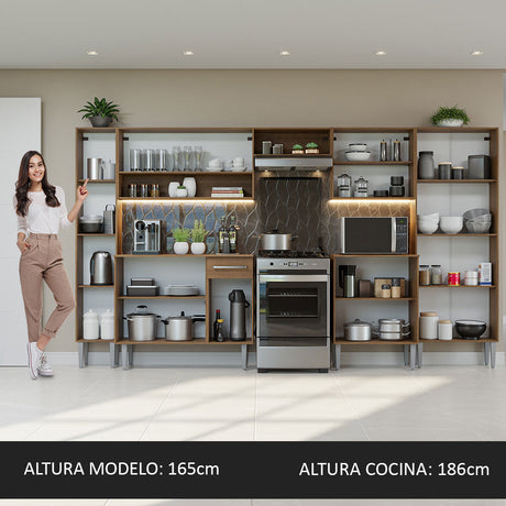 Cocina Integral 325cm Emilly Marrón Madesa 02