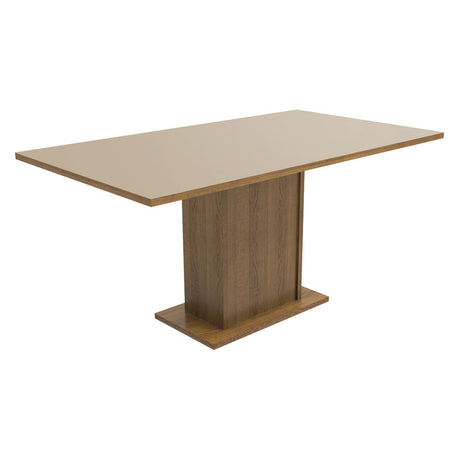 Juego de Comedor Mesa Tablero de Madera 6 Sillas Crema/Marrón/Beige Augusta Madesa