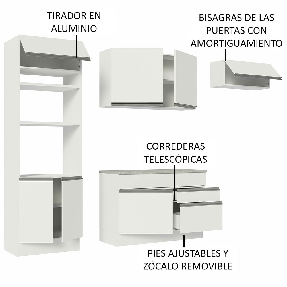 Cocina Integral 270cm Blanco Glamy Madesa 14