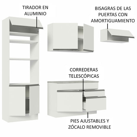 Cocina Integral 270cm Blanco Glamy Madesa 14