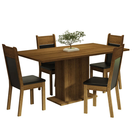 Juego de Comedor Mesa con Tablero de Madera 4 Sillas Marrón/Negro Elisa Madesa