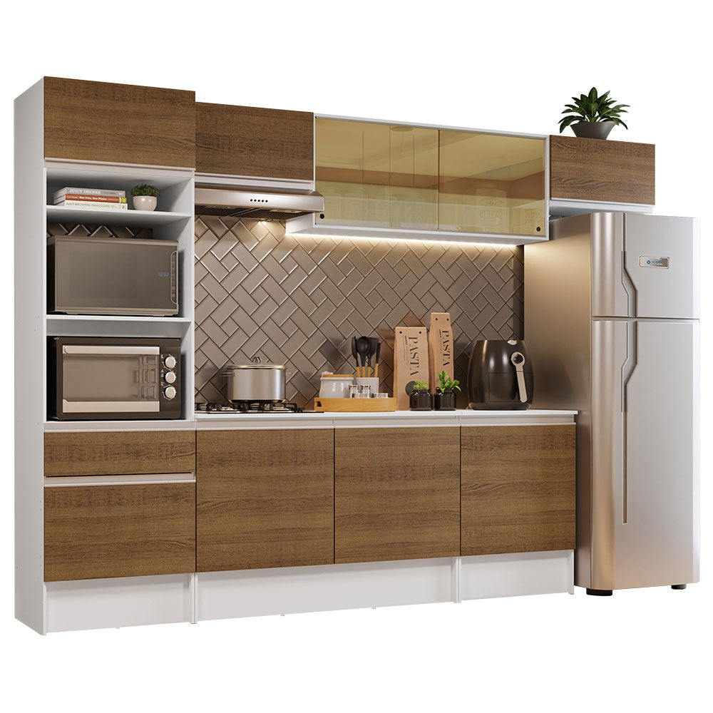 Cocina Integral 300cm Blanco/Marrón Diamante Madesa 02