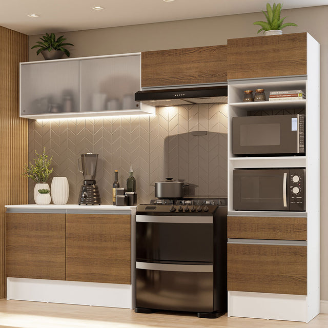 Cocina Integral Madesa 260cm Blanco/Marrón Topazio 01