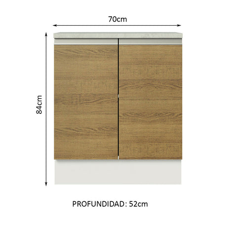 Mueble de Cocina  Madesa Glamy 70 cm 2 Puertas Blanco/Marrón