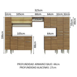 Cocina Integral 325cm Emilly Marrón Madesa 05