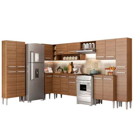 Cocina Integral Esquinera 513cm Marrón Emilly Live Madesa 01