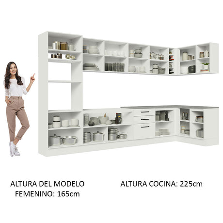 Cocina Integral Esquinera 499cm Blanco Agata Madesa 01