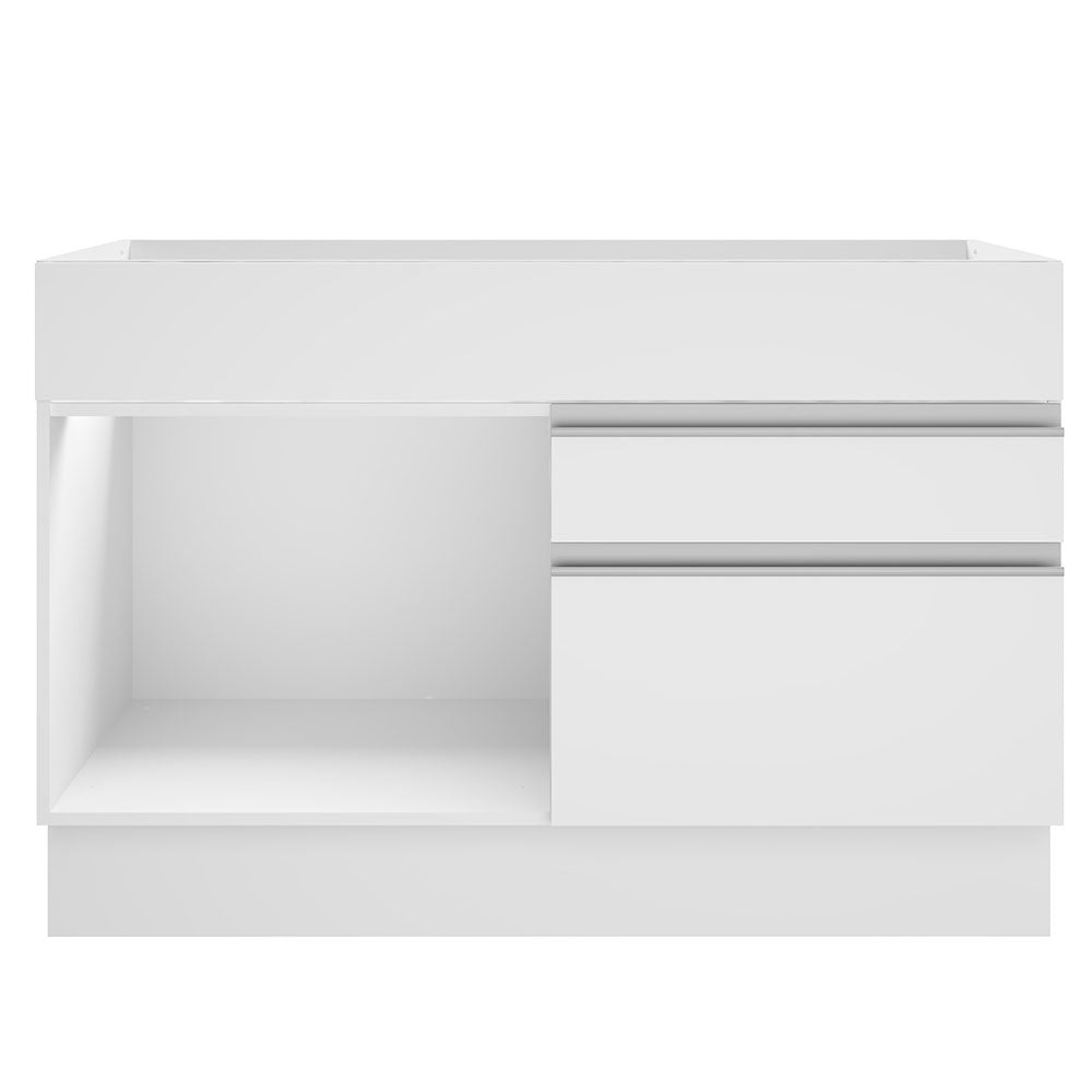 Mueble de Cocina para Fregadero Madesa Glamy 120 cm 1 Puerta y 2 Cajones (Sin Tablero ni Fregadero) Blanco