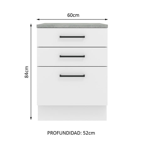 Mueble de Cocina 60 cm 3 Cajones Blanco Agata Madesa