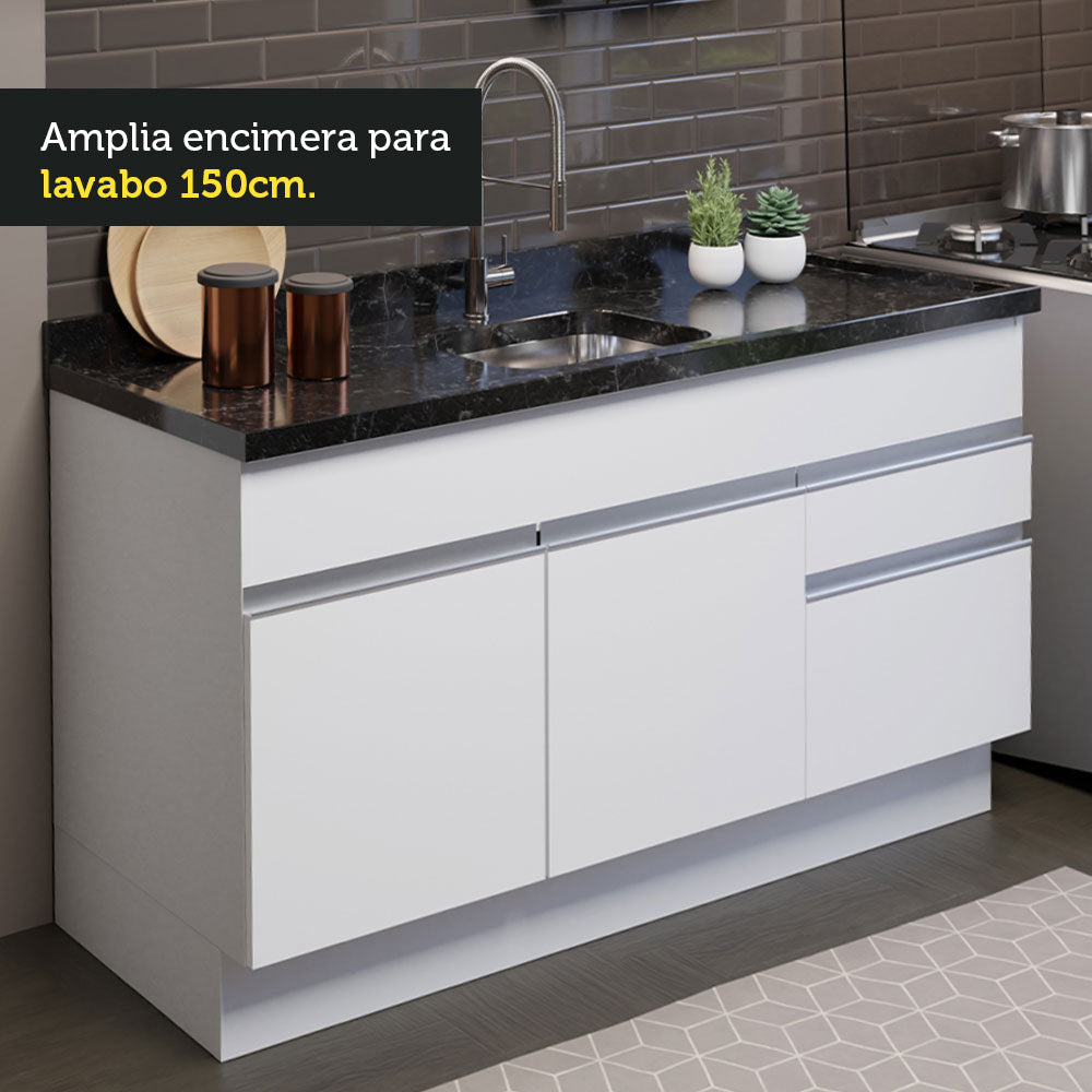 Cocina Compacta 150cm Blanco Glamy Madesa 02