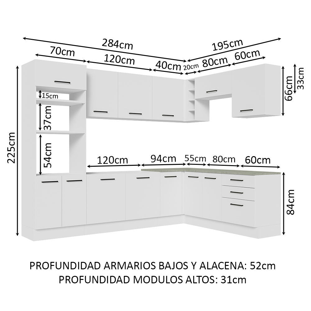 Cocina Integral Esquinera 479cm Blanco Agata 01