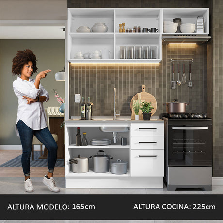 Cocina Compacta 180cm Blanco Agata Madesa 09