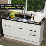 Mueble Inferior de Cocina Madesa Agata 150cm Blanco