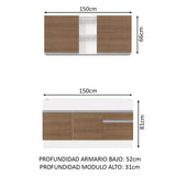 Cocina Compacta 150cm Blanco/Marrón Glamy Madesa 02