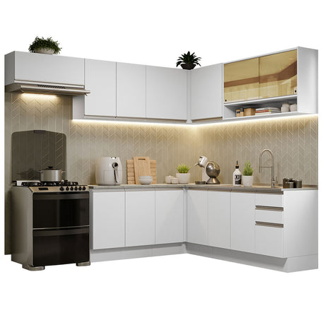 Cocina Integral Esquinera 469cm Blanco Glamy Madesa 01