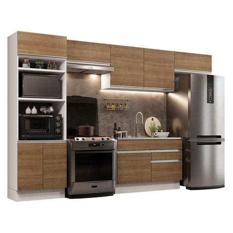 Cocina Integral 350cm Blanco/Marrón Glamy Madesa 01