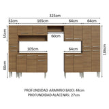 Cocina Integral 325cm Emilly Marrón Madesa 02