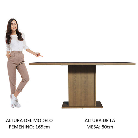 Mesa de Comedor Rectangular Tablero de Vidrio Marrón/Negro 5275 Madesa