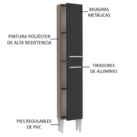 Mueble Despensa Madesa Emilly 2 Puertas - Marrón/Negro