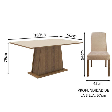 Juego de Comedor Madesa Flavia Mesa con Tablero de Madera con 4 Sillas Marrón/Crema/Imperial