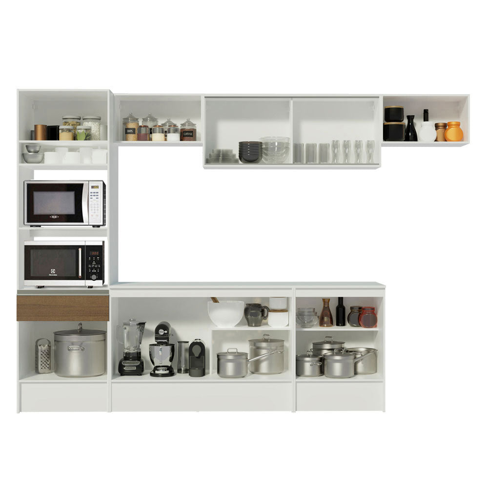 Cocina Integral 300cm Blanco/Marrón Diamante Madesa 02