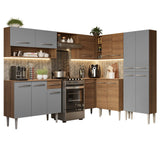 Cocina Integral Esquinera 417 cm Emilly Marrón/Gris 02