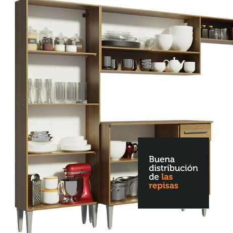 Cocina Integral 325cm Emilly Marrón Madesa 05