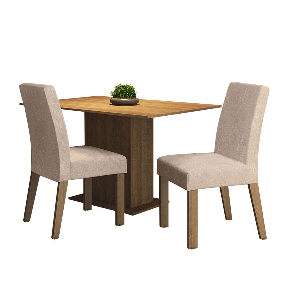 Juego de Comedor Madesa Manu Mesa con Tablero de Madera con 2 Sillas Marrón/Imperial