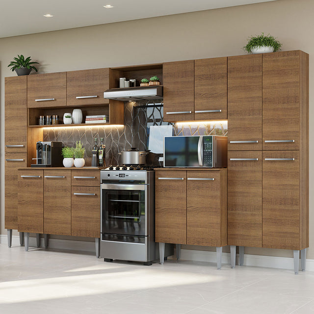 Cocina Integral 325cm Emilly Marrón Madesa 02