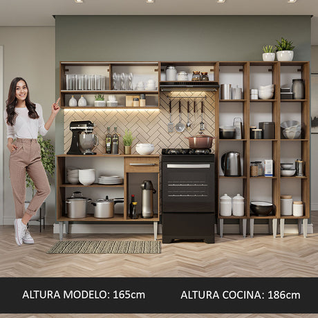 Cocina Integral 261cm Marrón Emilly Madesa 08