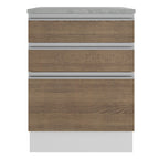 Mueble de Cocina Madesa Glamy 60 cm 3 Cajones Blanco/Marrón