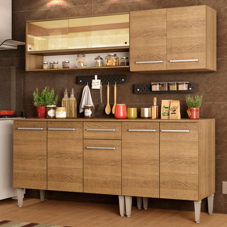 Cocina Compacta 169cm Marrón Emilly Dance Madesa 07