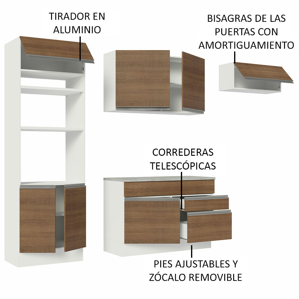 Cocina Integral 270cm Blanco/Marrón Glamy Madesa 14