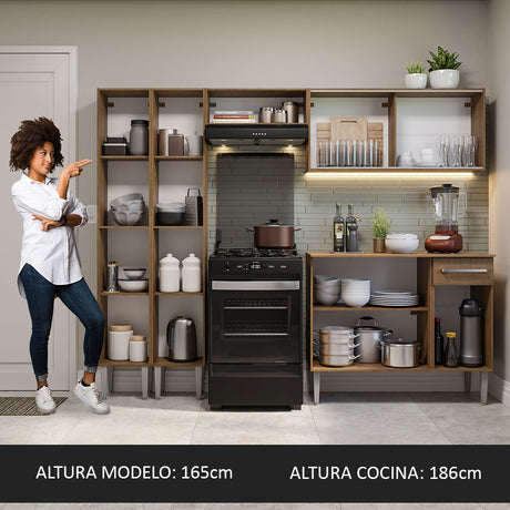 Cocina Integral 229cm Marrón Marrón Emilly Madesa 06