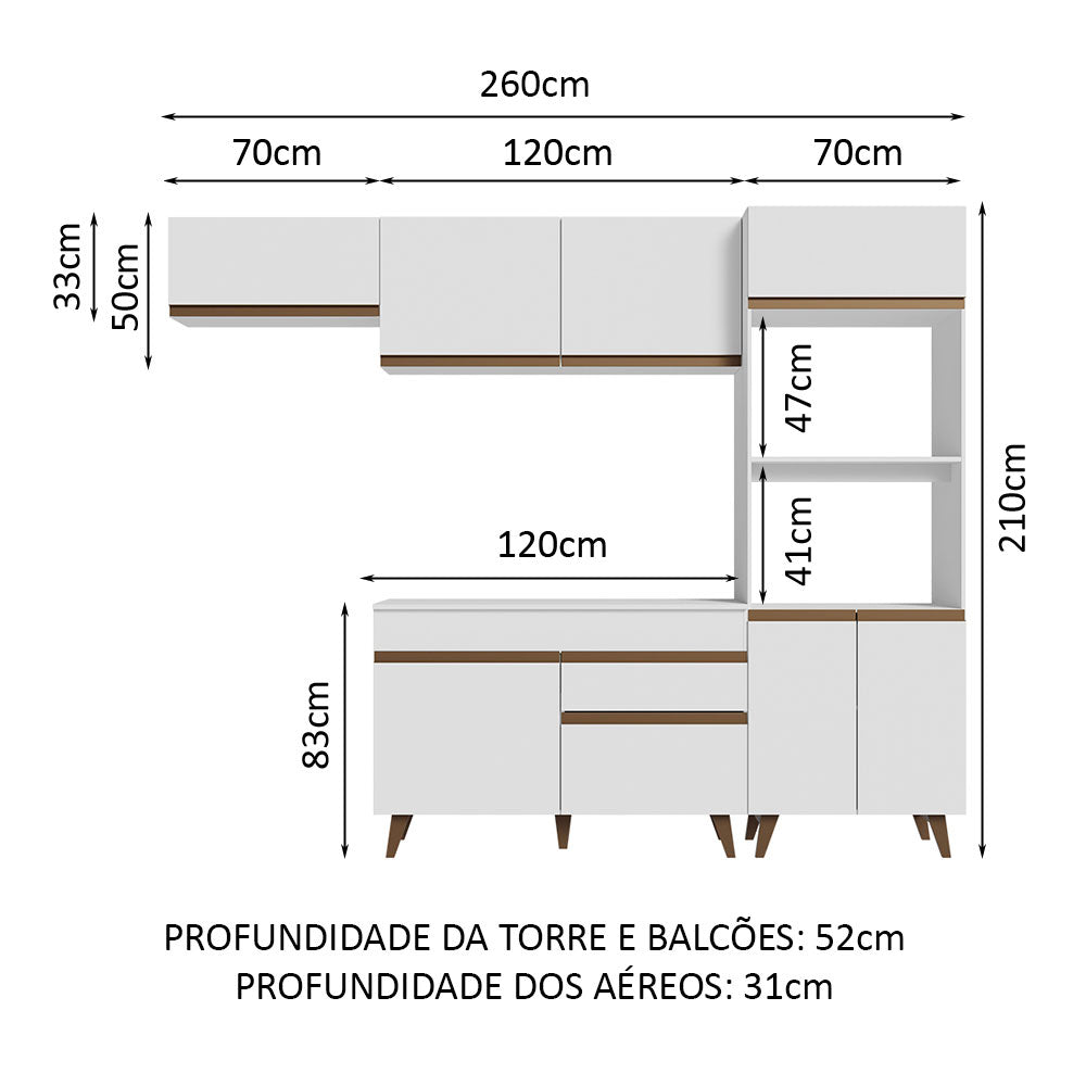 Cocina Integral 260cm Blanco Reims 08